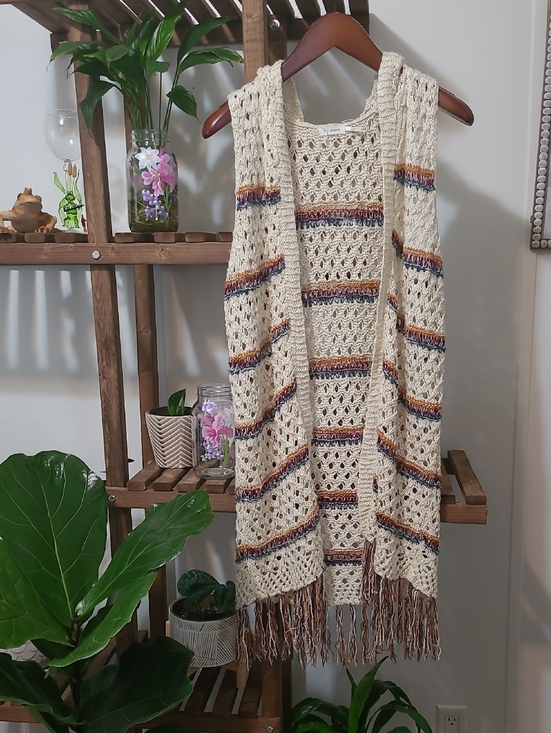 Blu Pepper Sweaters - Blu Pepper Hooded Crochet Open Front Cardigan